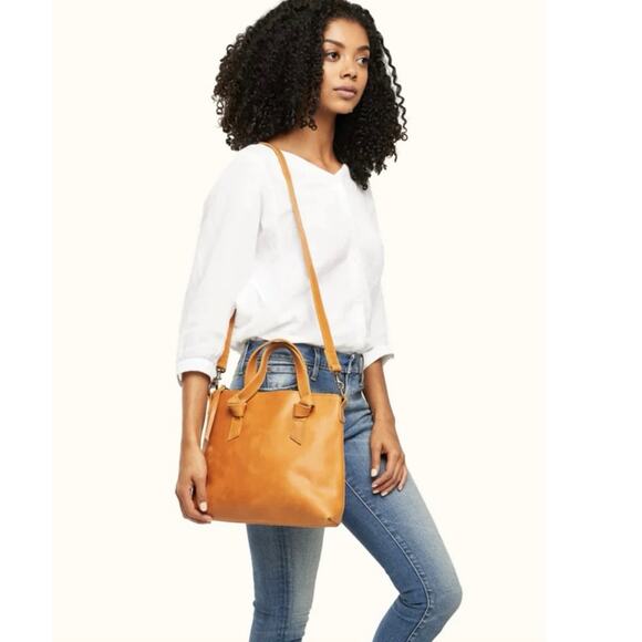 ABLE Bag Women's Brown Leather Rachel Knotted Details Crossbody Handbag - Picture 1 of 14